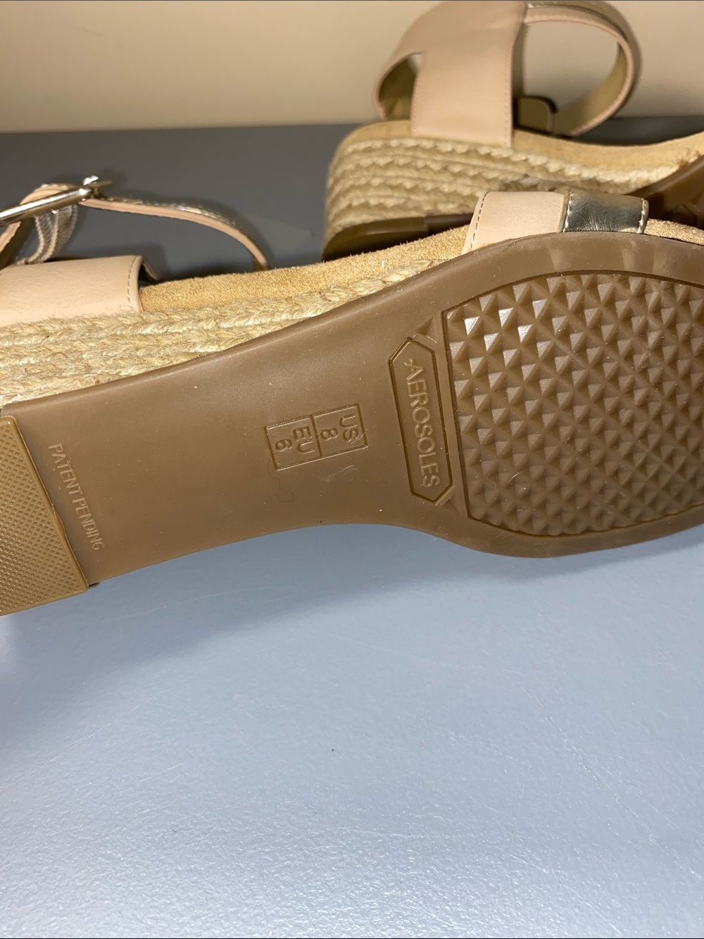 Aerosoles Heelrest Wedge Espadrille Sandals with Gold Accent - Women's Beige - Picture 7 of 7